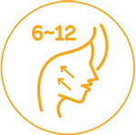 ไอคอนระยะเวลาคงอยู่ของ Ulthera 6-12 เดือน