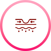 ไอคอนแสดงการลดเลือนริ้วรอยลึก เพิ่มความยืดหยุ่นของผิว ฟื้นฟู เพิ่มความชุ่มชื้น และความหนาของชั้นหนังแท้