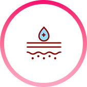 ไอคอนแสดงการลดเลือนริ้วรอยลึก เพิ่มความยืดหยุ่นของผิว ฟื้นฟู เพิ่มความชุ่มชื้น และความหนาของชั้นหนังแท้