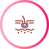 ไอคอนแสดงการลดเลือนริ้วรอยลึก เพิ่มความยืดหยุ่นของผิว ฟื้นฟู เพิ่มความชุ่มชื้น และความหนาของชั้นหนังแท้